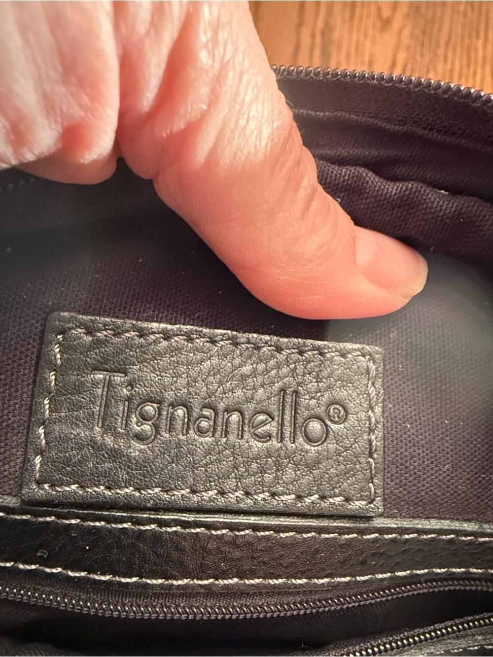 Tignanello Black Pebbled Leather Backpack Purse Small Travel Daypack Organizer - Picture 2 of 16